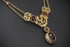 Antike Collier Kette mit Lila Amethyst und Diamanten in 750er Gelbgold 