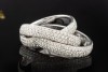 Designer Dreier Ring 3,50 Carat Diamanten rundum in 750er Weißgold Gr 52 