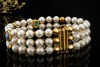 Vintage Perlenarmband Armreif Smaragd Rubin Saphir Cabochon Gelbgold 750 