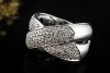 Verschlungener Doppelband Ring mit Diamanten Massive Arbeit Weißgold 750 