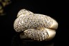 Verschlungener Doppelband Ring mit Diamanten Massiv in 750er Gelbgold 