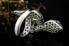 Ring Motiv Schlange mit Saphir Tsavorit und Diamant Augen 750er Weißgold 