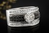 FABIANI Ring Bandring mit schwarzen und weißen Diamanten in Weißgold 585 