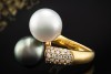 Perlen Ring Südsee und Tahiti Zuchtperle mit Diamanten in 750er Gelbgold 