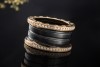 BVLGARI B.zero1 4-Band Ring Schwarze Keramik Diamanten 750er Roségold 53 