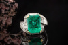 Traum Smaragd Ring Natürlich Emerald Cut mit Diamanten in 750er Weißgold 