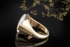 BVLGARI Ring Facettierter Rosenquarz Massive Arbeit in 750er Gelbgold 
