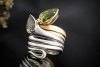 Georg Hornemann Ring Schlange Peridot Rauchquarz 750er Roségold Weißgold 