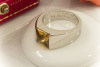 Cartier 1997 Tank Ring mit Citrin Große Ausführung in 750er Weißgold OVP 