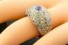 Hans Dieter Krieger Ring 950er Platin mattiert mit gelben Diamanten und Saphir 