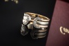 Cartier Ring C de Cartier Doppel C mit Diamanten in 750er Gold Tricolor 