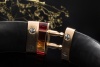 Bunz Design Armreif mit Citrin in Kautschuk an 750er Roségold und Platin 