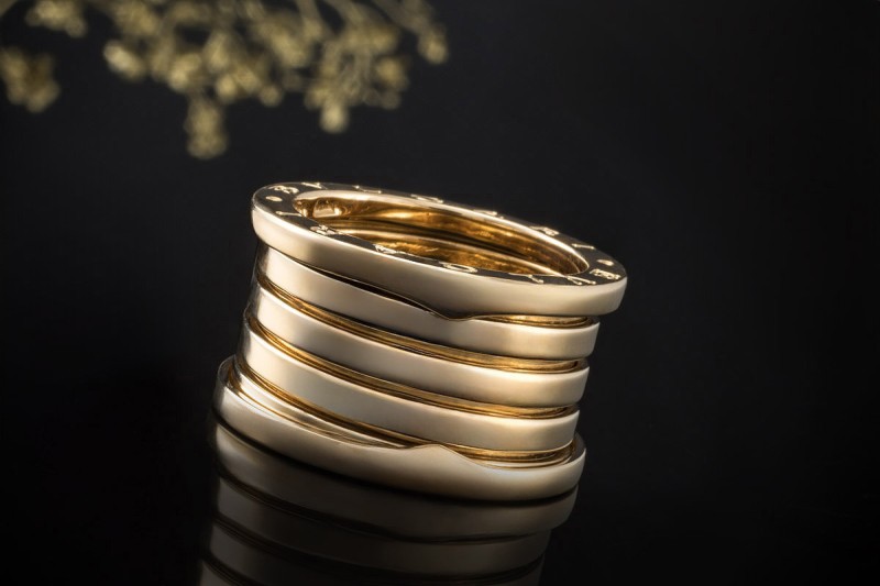 BVLGARI B.zero1 5-Band Ring beweglich in 750er Gelbgold Neuwertig Gr. 54 