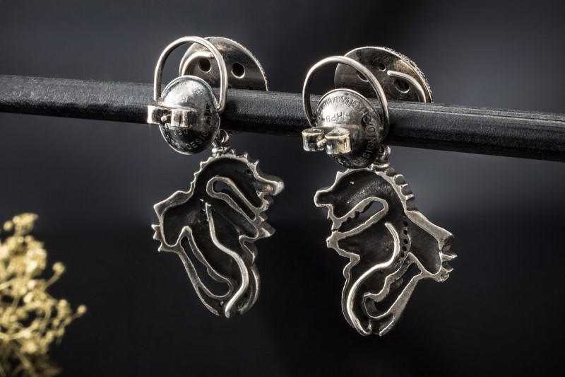 Buchwald Ohrringe Drache 2 in 1 mit Diamanten in Weißgold 750 Ohrstecker 