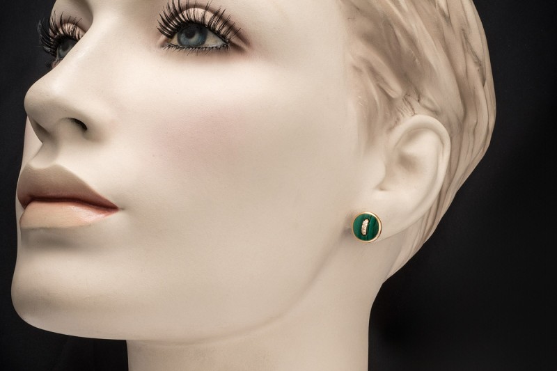 Pomellato Pom Pom Dot Ohrringe Grün mit Malachit und Diamanten Roségold 