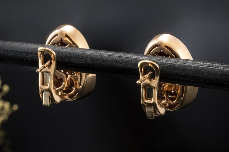 Al Coro Ohrringe Ohrstecker mit Clip Braune Diamanten in 750er Roségold 