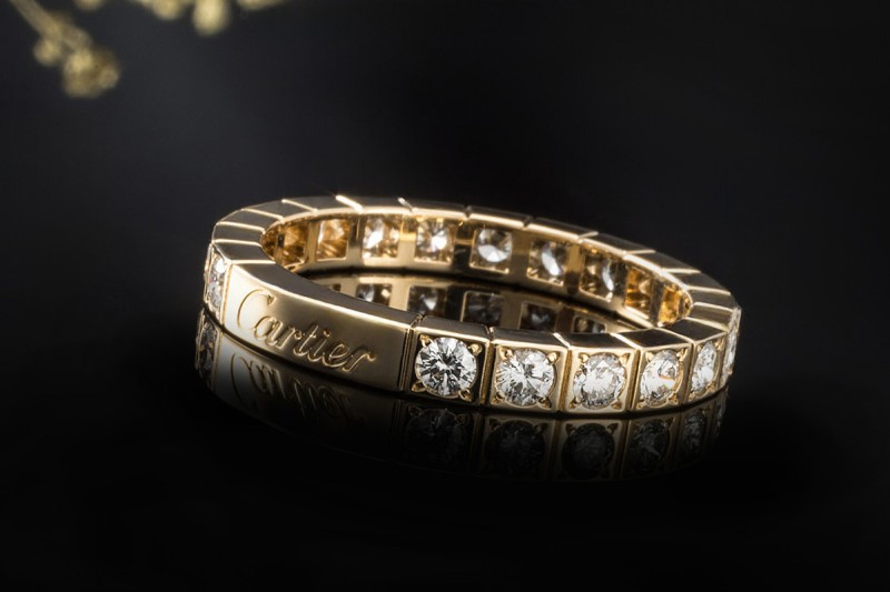 Cartier Lanières Ring Memoire mit Diamanten Brillanten in 750er Gelbgold 