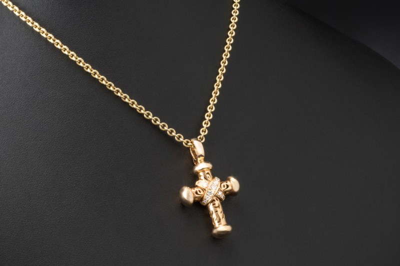 Leo Wittwer Kreuz Anhänger mit 0,34 Ct. Diamanten 43 mm in Roségold 750 