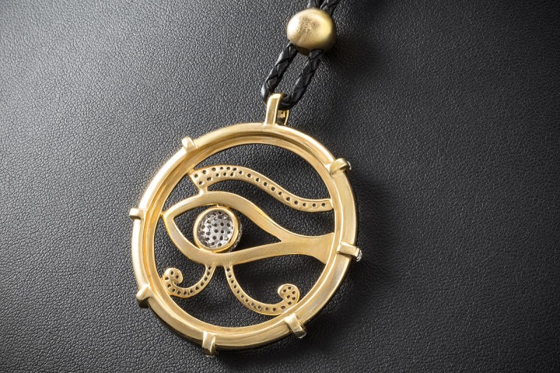 Collier Kette Schutzsymbol Auge des Horus Udjat-Auge Diamanten Gold 750 