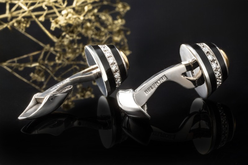 Manschettenknöpfe Belfiore Florenz mit Rubin und Diamanten Weißgold 750 