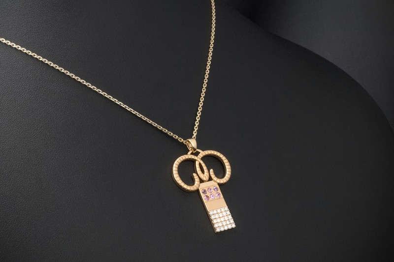 Jazychic Widder Sternzeichen Anhänger Pink Saphir Diamanten Roségold 750 