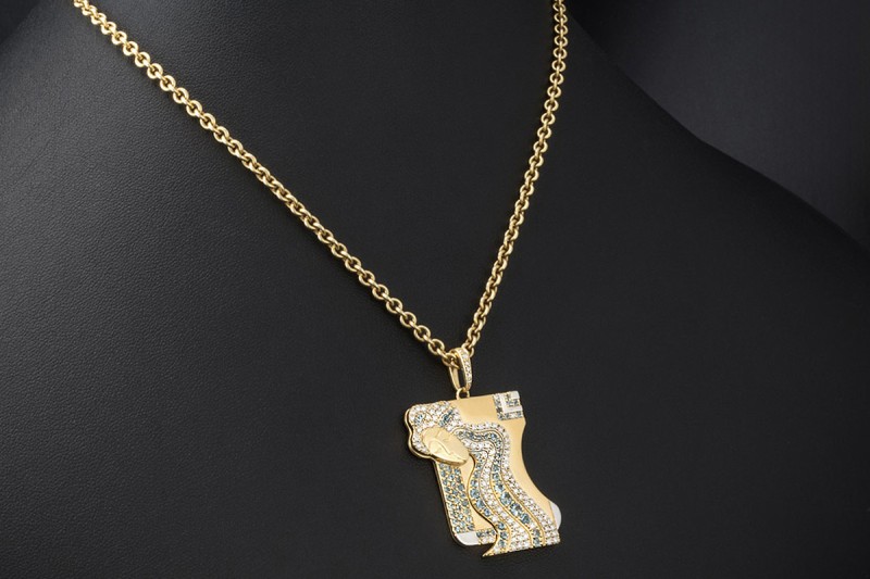 Jazychic Jungfrau Sternzeichen Anhänger Aquamarin Diamanten Gold Bicolor 
