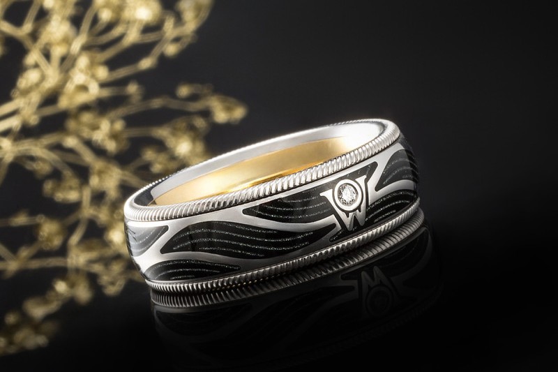 Wellendorff Ring Engelskraft Schwarz Drehring Diamant in 750er Weißgold 