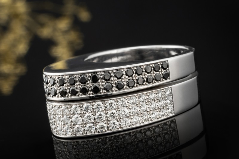 Exklusiver Chopard Ring Black and White Diamanten Massiv Weissgold 750 