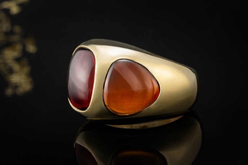 Pomellato Cocktailring Bisanzio Ring Massiv mit Granat in Gelbgold 750 