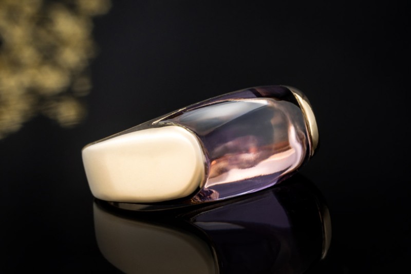BVLGARI Ring mit Amethyst Bulgari Tronchetto massiv in Gelbgold 750 