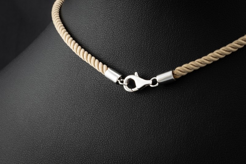 Südsee Perlen Collier mit Diamanten an Kordel in 750er Roségold Weißgold 