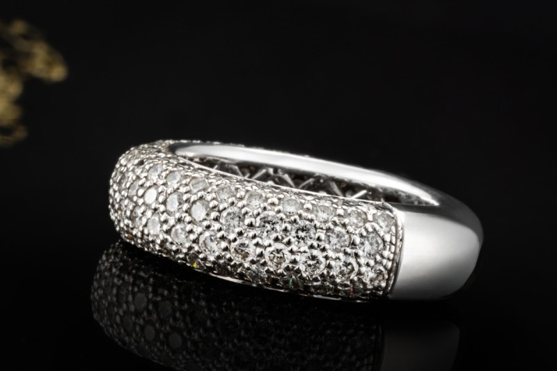 Al Coro Ring Bandring mit Diamanten 2/3 Memoire in 750er Weißgold Gr 56 