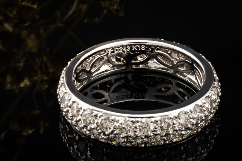 Moderner Memoire Designer Ring mit Diamanten in 750er Weißgold Größe 54 