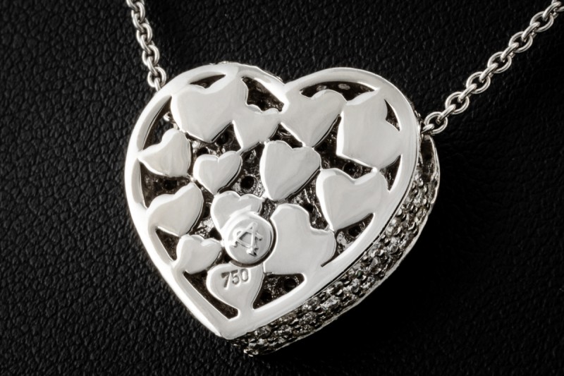 Al Coro Herz Collier Kette mit Anhänger mit Diamanten in 750er Weißgold 