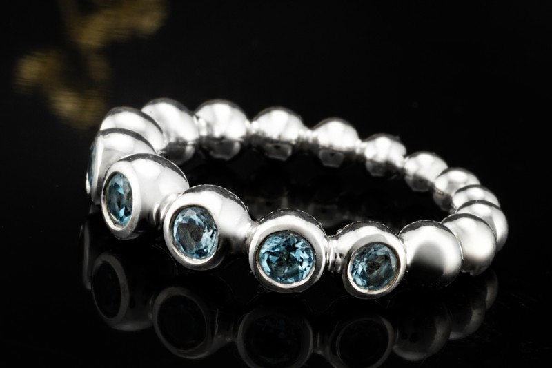 Wempe by Kim Ring Blu Candy mit Aquamarin Beaded Design in Weißgold 750 