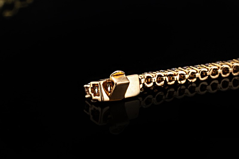 Elegantes Tennisarmband Armband mit Cognac Diamanten in 750er Roségold 