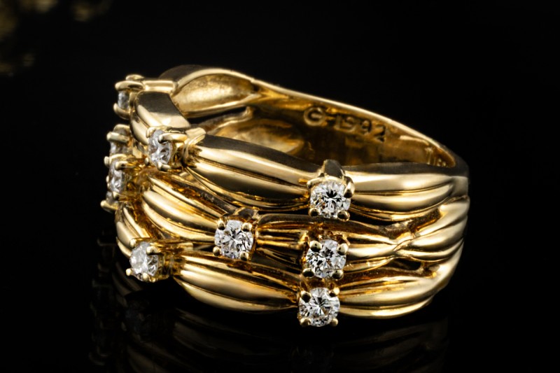 Tiffany & Co. Vintage Ring mit Diamanten Flechtmotiv in 750er Gelbgold 