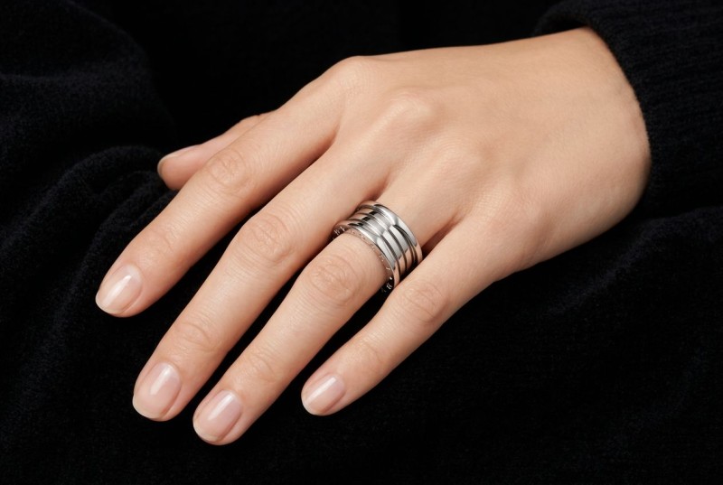 BVLGARI B.zero1 Ring 5-Band Modell Massiv in 750er Weißgold Größe 51 