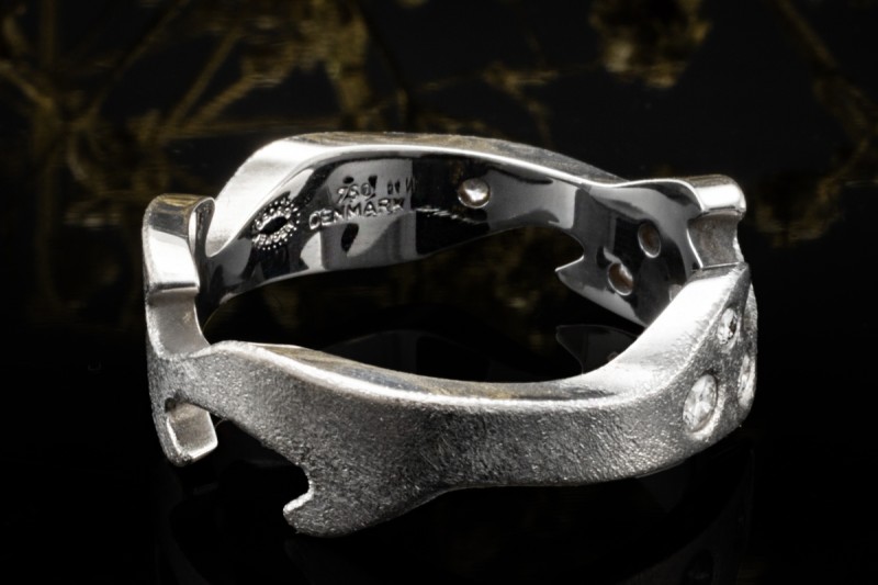 Georg Jensen Ring mit Diamanten Außergewöhnliche 750er Weißgold Arbeit 