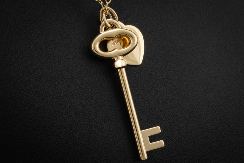 Tiffany & Co. Keys Collier Kette Herz und Schlüssel Anhänger in Gelbgold 