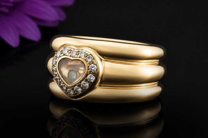 Chopard Happy Diamonds Vintage Ring Herz mit Diamanten in 750er Gelbgold 