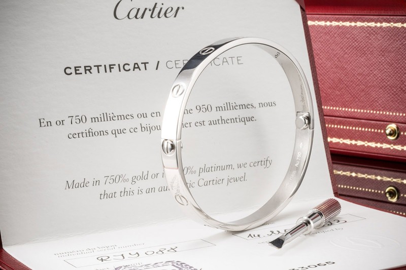 Cartier Love Armreif Armband Neues Modell in Weißgold 750 Gr 19 Full Set 