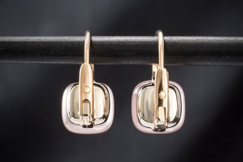 Pomellato Ohrringe Ohrstecker Nudo Classic mit Rosenquarz in 750er Gold 