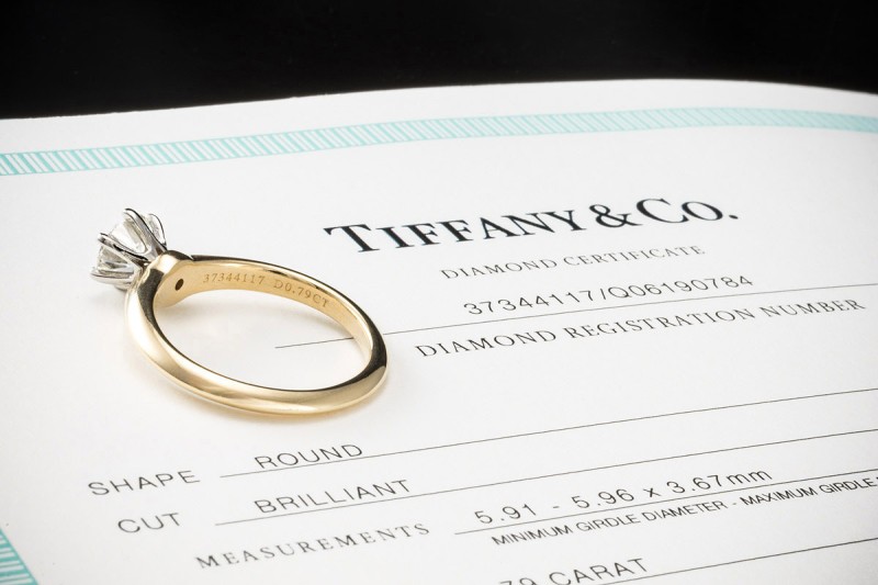 Tiffany & Co Solitär Ring Setting mit Diamant 0,79 Ct in Gelbgold Platin 