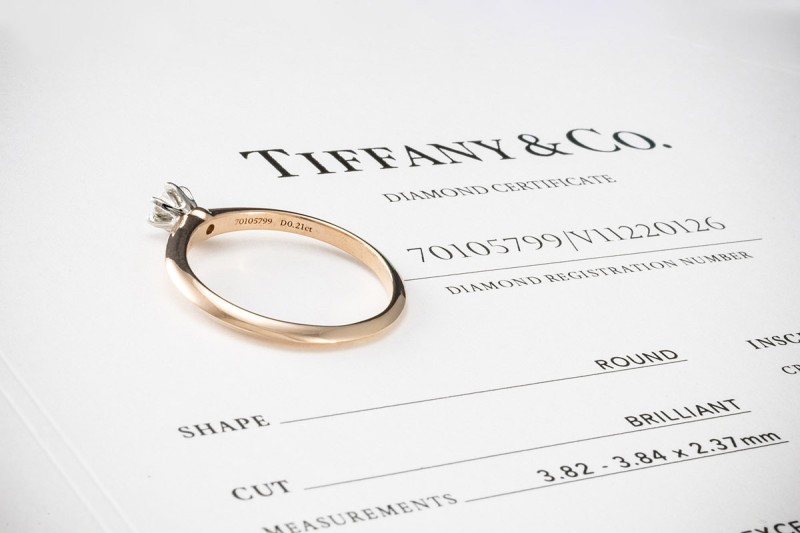 Tiffany & Co Solitär Ring Setting mit Diamant 0,21 Ct in Gelbgold Platin 