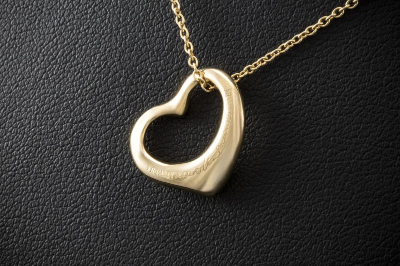 Tiffany Collier Kette Open Heart Elsa Peretti Herz 5 Diamanten Gold 750 