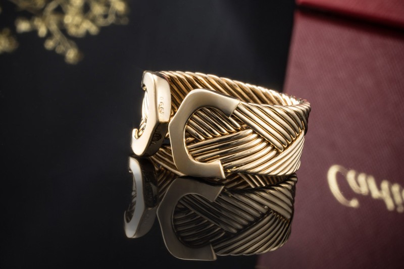 Cartier Ring C de Cartier Rar Offene Schiene geflochten in Gelbgold 750 