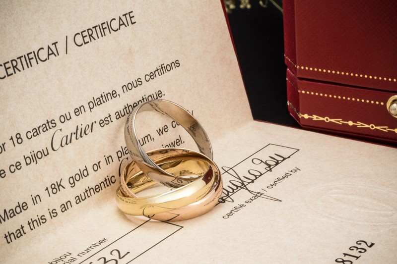 Trinity de Cartier Ring Großes Modell XL LM Gold Tricolor Gr 64 Full Set 