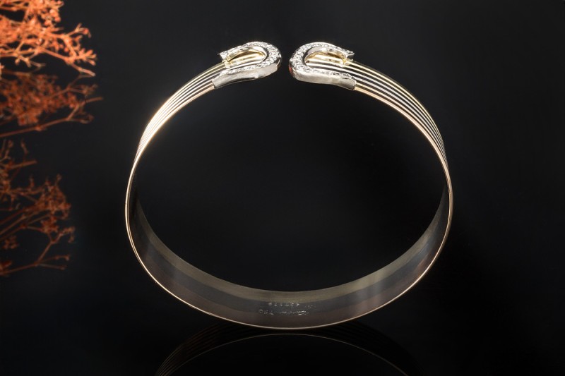 C de Cartier Armreif Doppel C Armband mit Diamanten 750er Gold Tricolor 