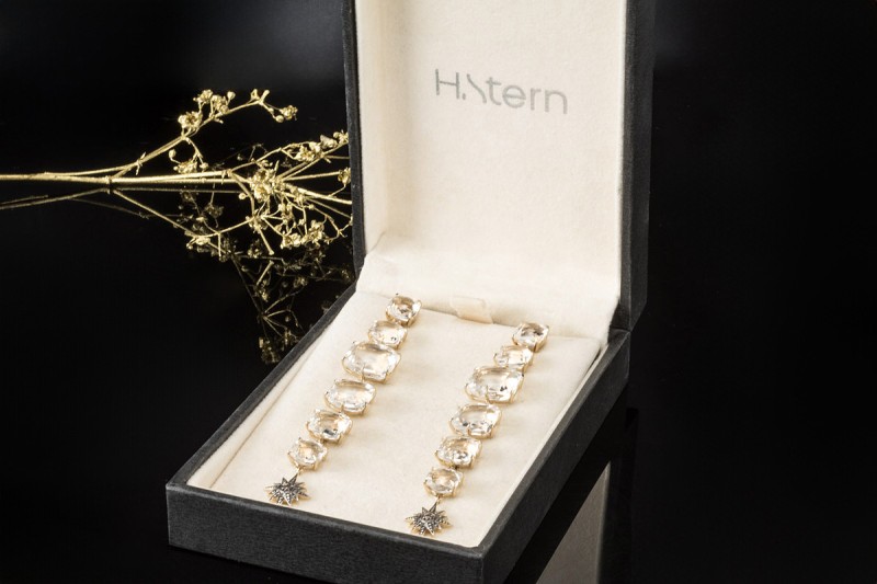 H.Stern Ohrringe Lang Moonlight Nacional Bergkristall Diamanten Roségold 